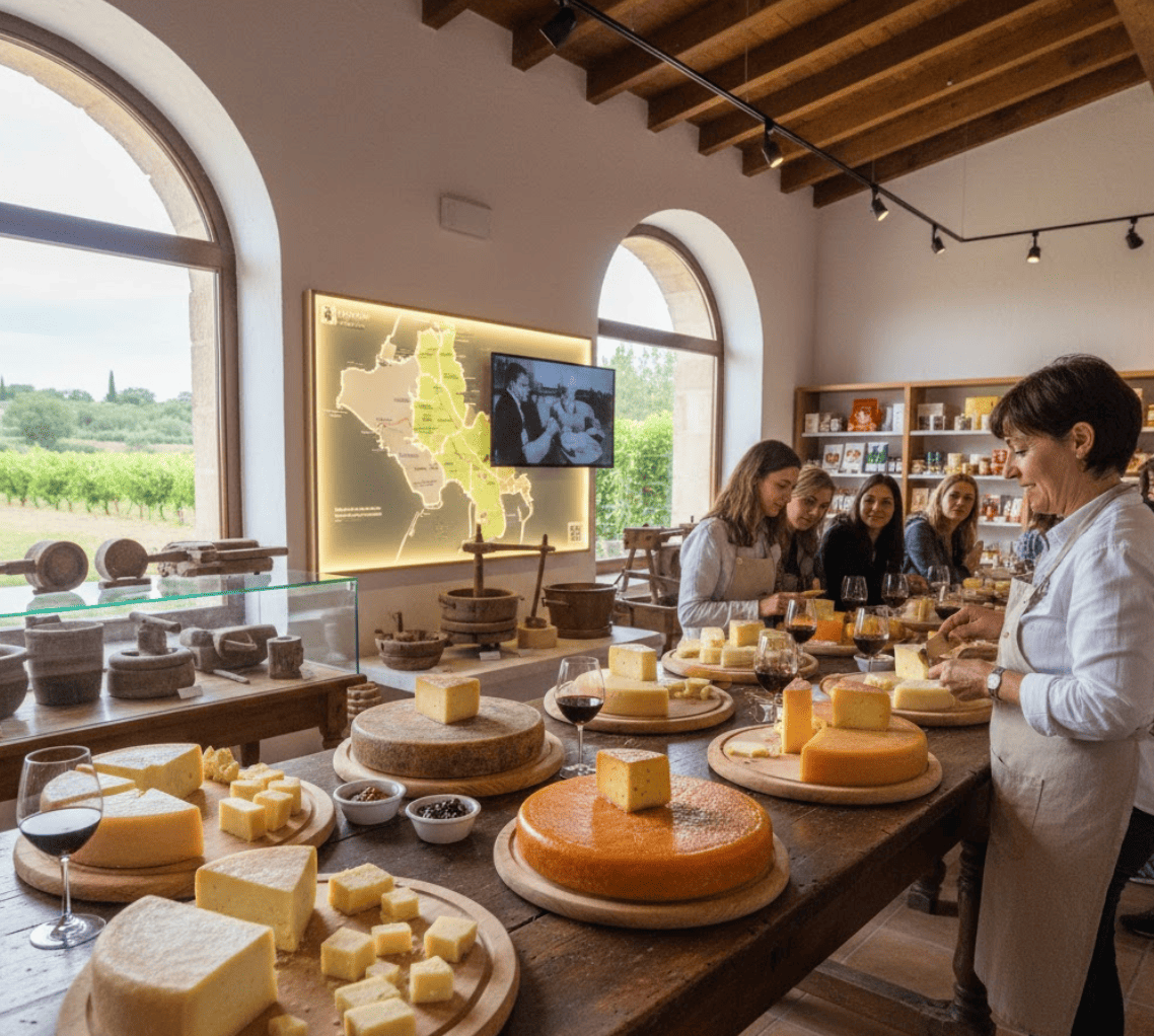 Cata de quesos en bodega artesanal